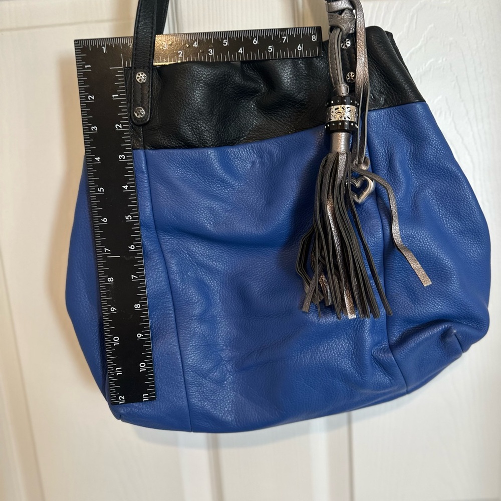 Brighton Very Soft Blue and Black Leather Tote Bag